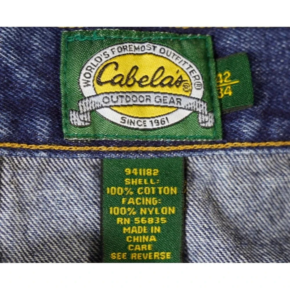 Vintage 90s Cabelas Mens 42x34 (fits40x32) Field Brush Denim Jeans Blue Cotton